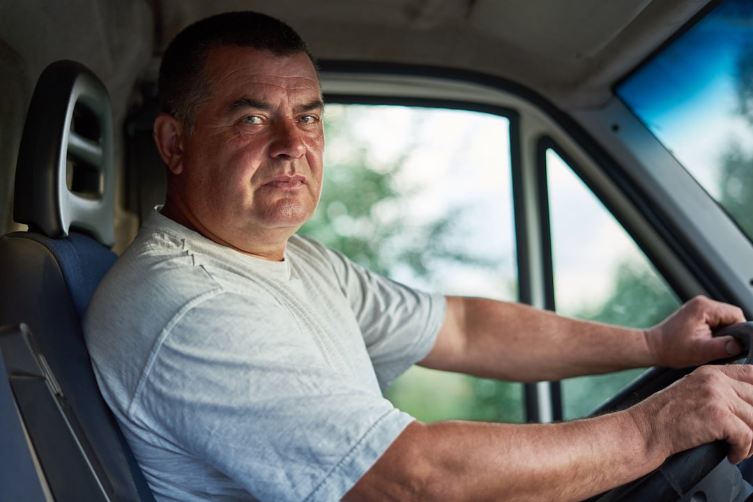 Truck driver behind the wheel